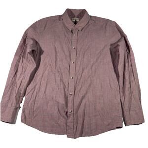 Marine Layer Men’s Button-Up Shirt Large Red Green Micro Check Long Sleeve